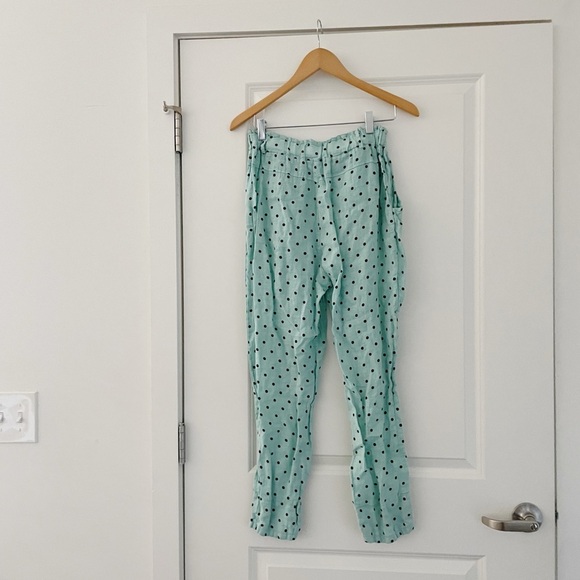 Linen Luv Polka Dot Linen Pants Lagenlook Artsy Mint Green - Picture 2 of 8